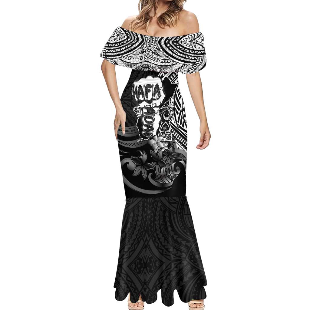 Hafa Adai Guam Discovery Day Mermaid Dress Chamorro Latte Stone Hand Black Version LT14 - Polynesian Pride