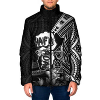 Hafa Adai Guam Discovery Day Padded Jacket Chamorro Latte Stone Hand Black Version LT14 Men Black - Polynesian Pride