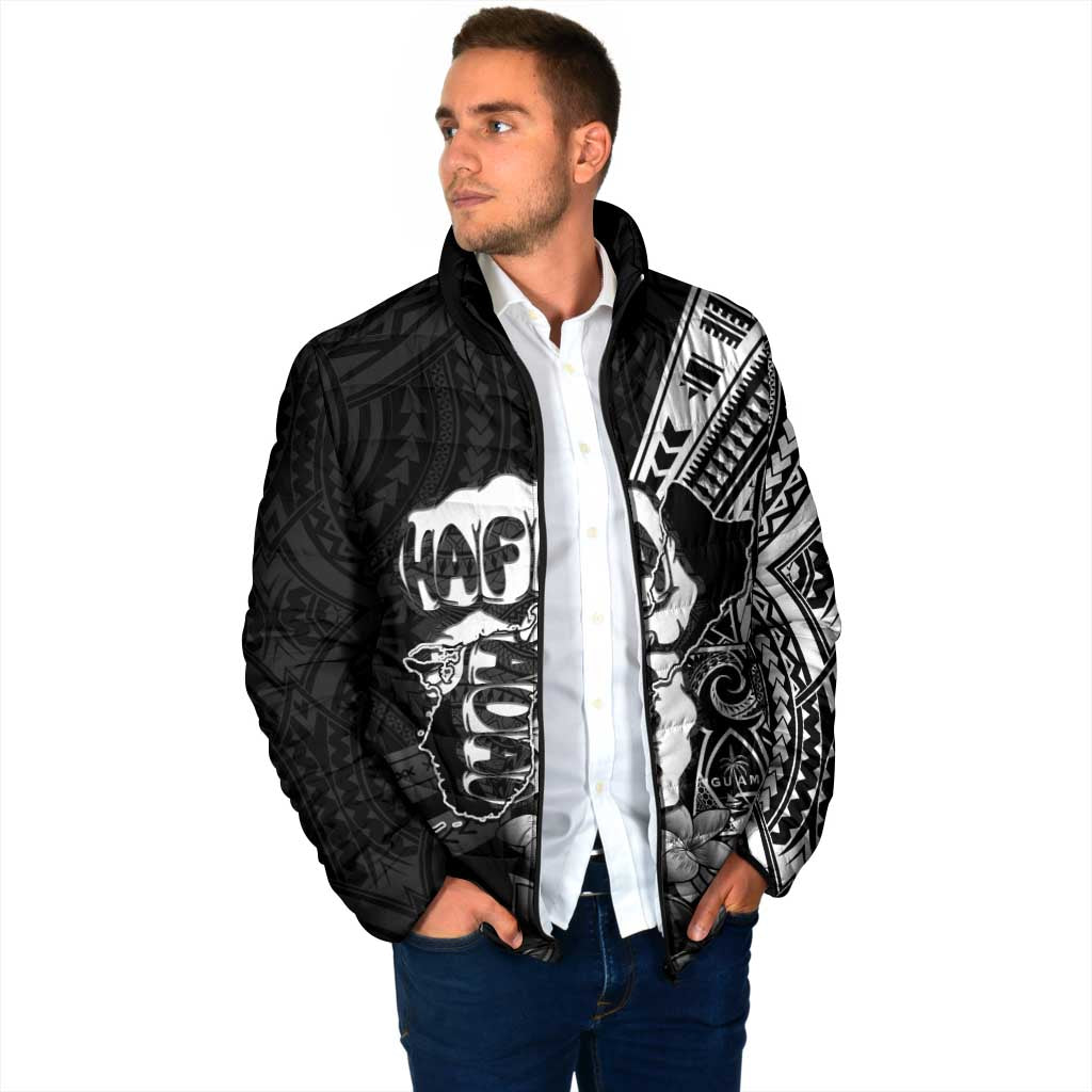 Hafa Adai Guam Discovery Day Padded Jacket Chamorro Latte Stone Hand Black Version LT14 - Polynesian Pride