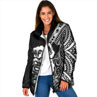 Hafa Adai Guam Discovery Day Padded Jacket Chamorro Latte Stone Hand Black Version LT14 Women Black - Polynesian Pride