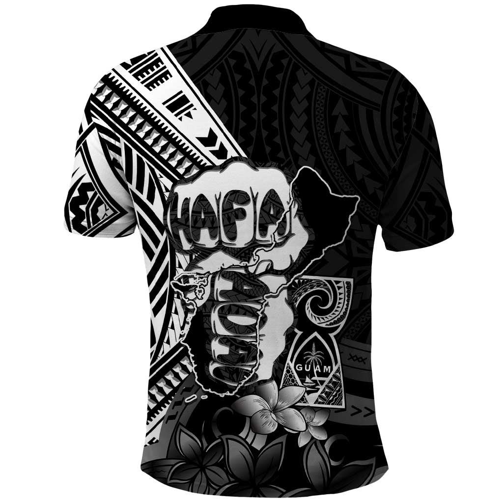 Hafa Adai Guam Discovery Day Polo Shirt Chamorro Latte Stone Hand Black Version LT14 - Polynesian Pride