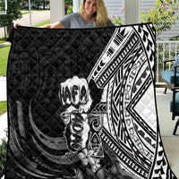 Hafa Adai Guam Discovery Day Quilt Chamorro Latte Stone Hand Black Version LT14 Black - Polynesian Pride