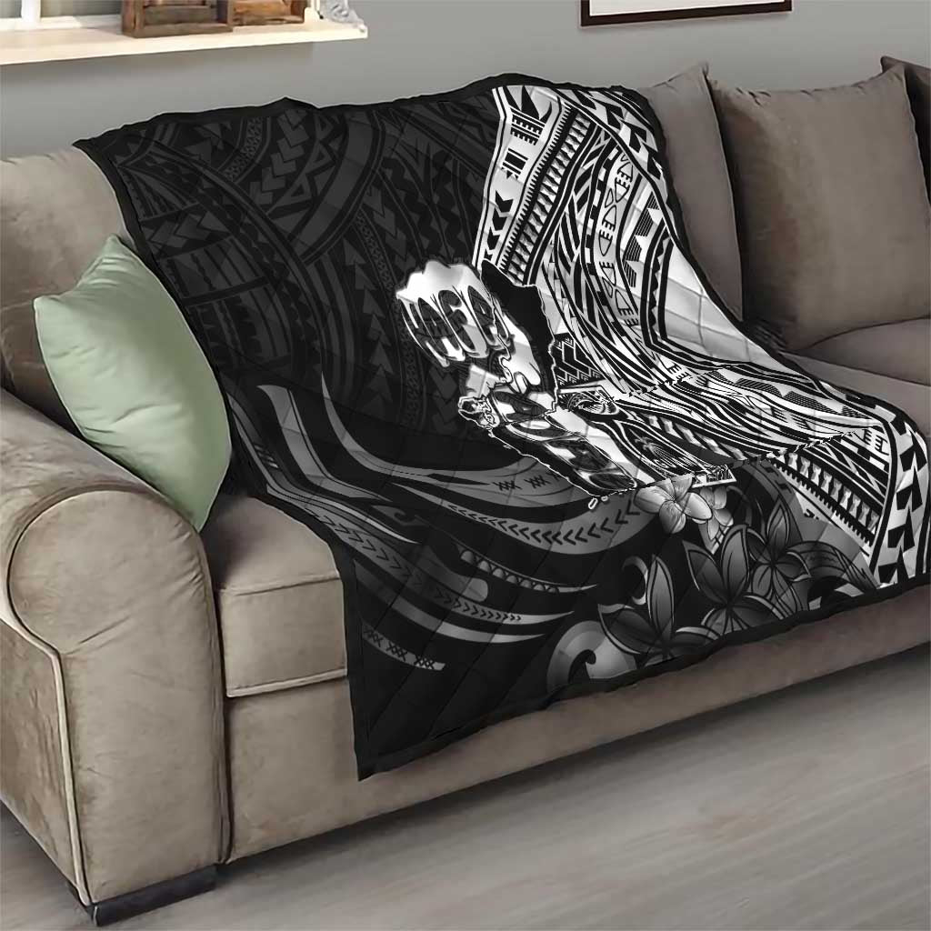 Hafa Adai Guam Discovery Day Quilt Chamorro Latte Stone Hand Black Version LT14 - Polynesian Pride