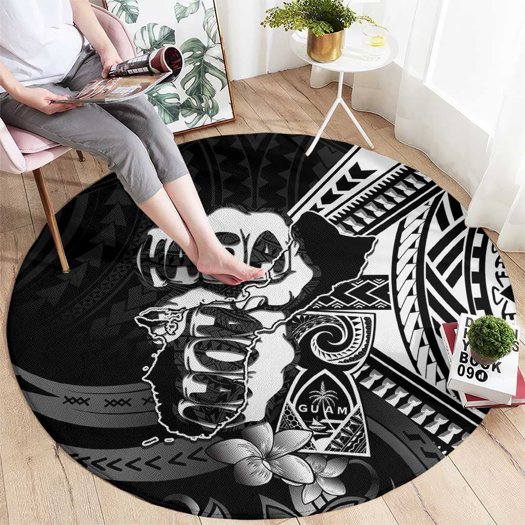 Hafa Adai Guam Discovery Day Round Carpet Chamorro Latte Stone Hand Black Version LT14 - Polynesian Pride