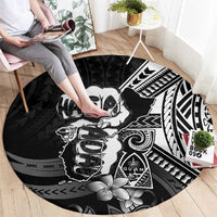 Hafa Adai Guam Discovery Day Round Carpet Chamorro Latte Stone Hand Black Version LT14 - Polynesian Pride