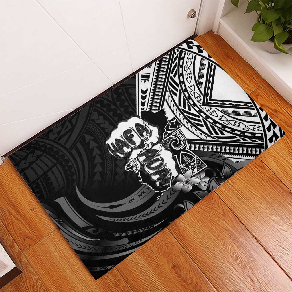 Hafa Adai Guam Discovery Day Rubber Doormat Chamorro Latte Stone Hand Black Version LT14 - Polynesian Pride