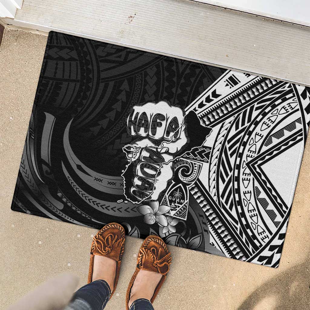 Hafa Adai Guam Discovery Day Rubber Doormat Chamorro Latte Stone Hand Black Version LT14 - Polynesian Pride