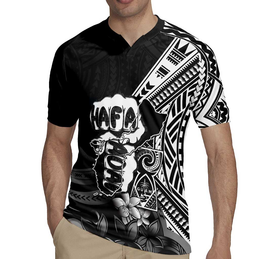 Hafa Adai Guam Discovery Day Rugby Jersey Chamorro Latte Stone Hand Black Version