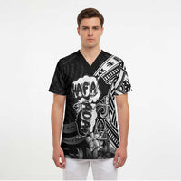 Hafa Adai Guam Discovery Day Scrub Top Chamorro Latte Stone Hand Black Version LT14 - Polynesian Pride