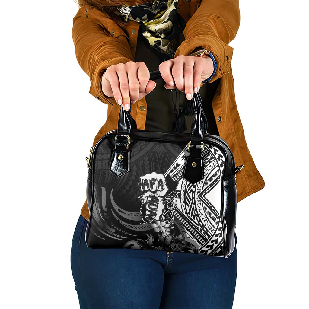 Hafa Adai Guam Discovery Day Shoulder Handbag Chamorro Latte Stone Hand Black Version LT14 One Size Black - Polynesian Pride