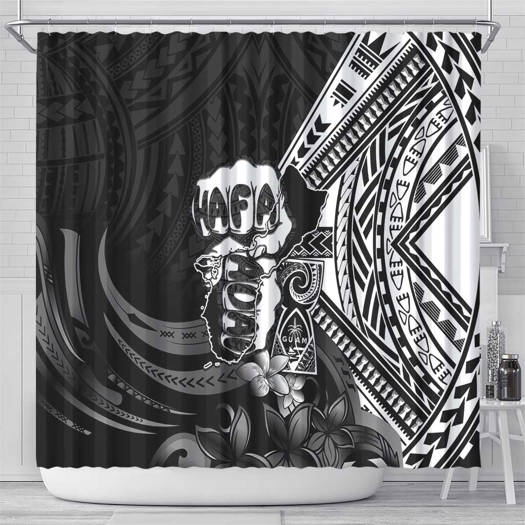 Hafa Adai Guam Discovery Day Shower Curtain Chamorro Latte Stone Hand Black Version LT14 - Polynesian Pride