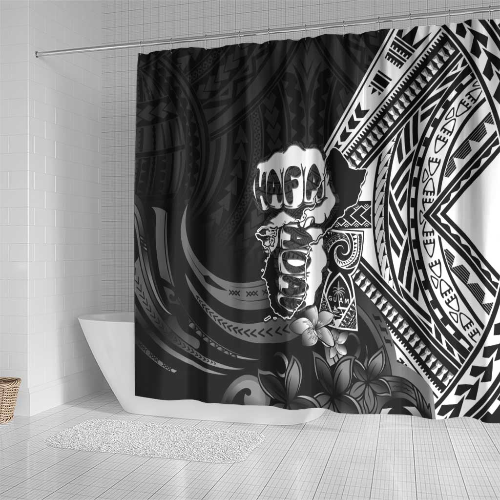 Hafa Adai Guam Discovery Day Shower Curtain Chamorro Latte Stone Hand Black Version LT14 - Polynesian Pride