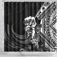 Hafa Adai Guam Discovery Day Shower Curtain Chamorro Latte Stone Hand Black Version LT14 - Polynesian Pride