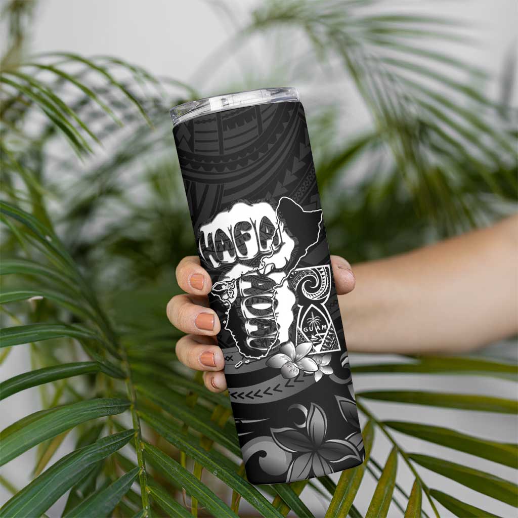 Hafa Adai Guam Discovery Day Skinny Tumbler Chamorro Latte Stone Hand Black Version