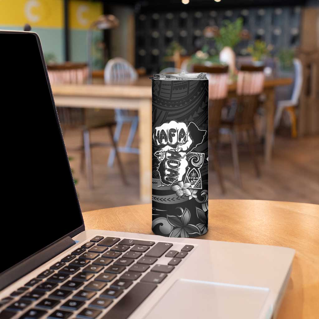 Hafa Adai Guam Discovery Day Skinny Tumbler Chamorro Latte Stone Hand Black Version