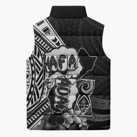 Hafa Adai Guam Discovery Day Sleeveless Puffer Jacket Chamorro Latte Stone Hand Black Version