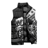 Hafa Adai Guam Discovery Day Sleeveless Puffer Jacket Chamorro Latte Stone Hand Black Version