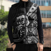 Hafa Adai Guam Discovery Day Sleeveless Puffer Jacket Chamorro Latte Stone Hand Black Version
