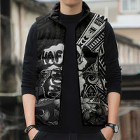 Hafa Adai Guam Discovery Day Sleeveless Puffer Jacket Chamorro Latte Stone Hand Black Version