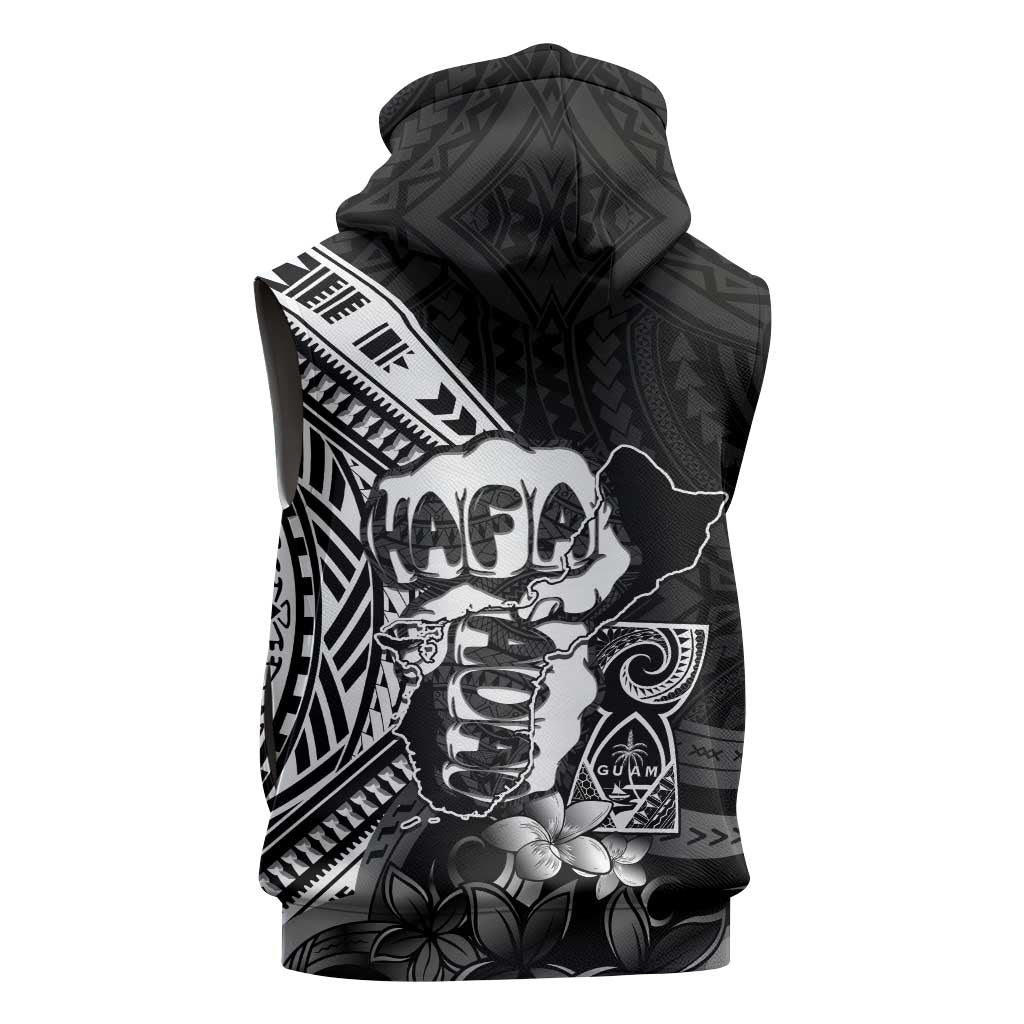 Hafa Adai Guam Discovery Day Sleeveless Zip Hoodie Chamorro Latte Stone Hand Black Version LT14 - Polynesian Pride