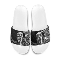 Hafa Adai Guam Discovery Day Slide Sandals Chamorro Latte Stone Hand Black Version LT14 Black - Polynesian Pride