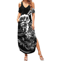 Hafa Adai Guam Discovery Day Summer Maxi Dress Chamorro Latte Stone Hand Black Version LT14 Women Black - Polynesian Pride