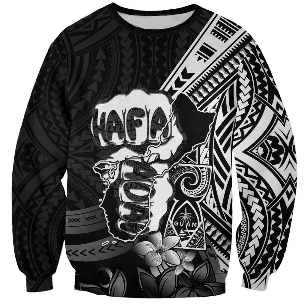 Hafa Adai Guam Discovery Day Sweatshirt Chamorro Latte Stone Hand Black Version LT14 Unisex Black - Polynesian Pride