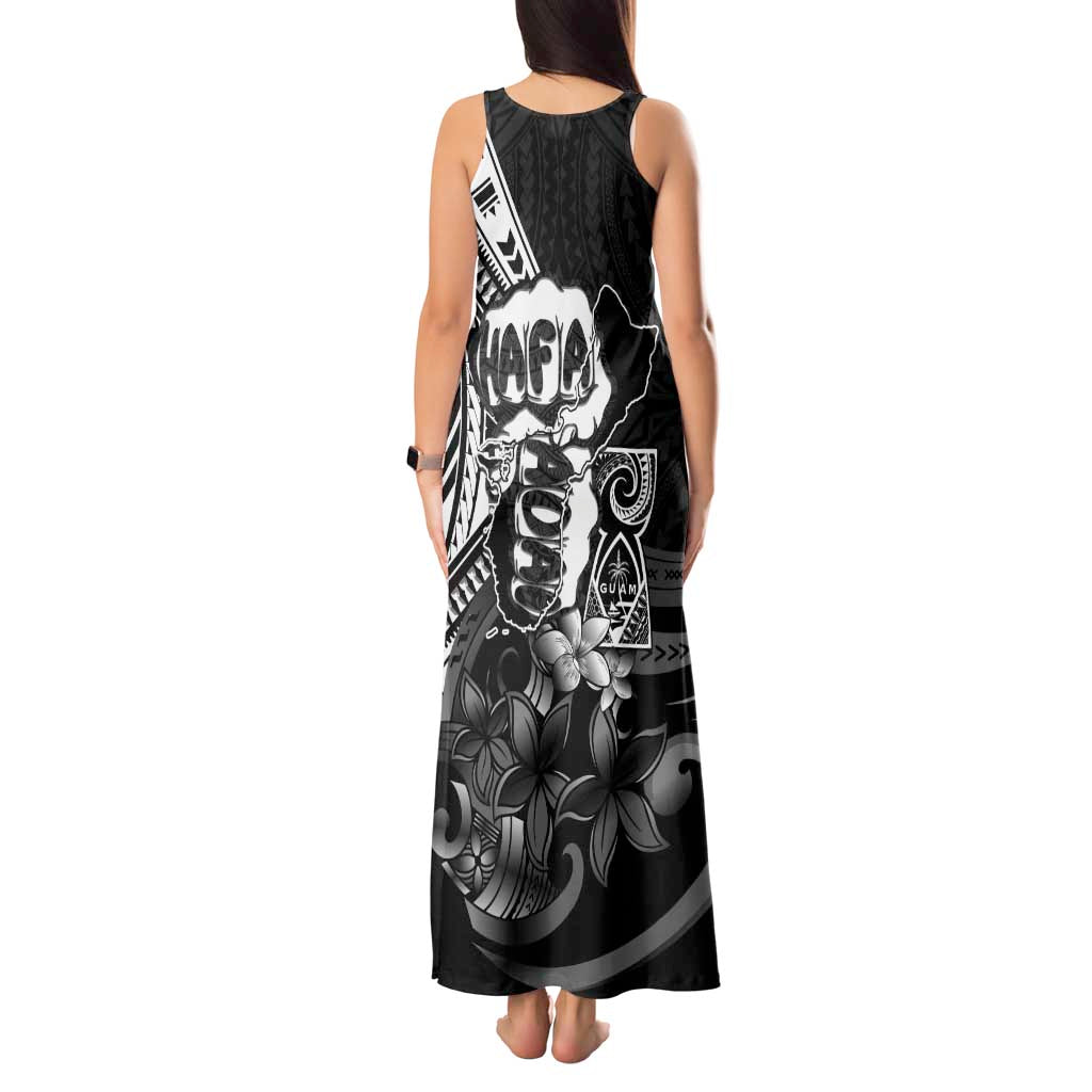 Hafa Adai Guam Discovery Day Tank Maxi Dress Chamorro Latte Stone Hand Black Version LT14 - Polynesian Pride