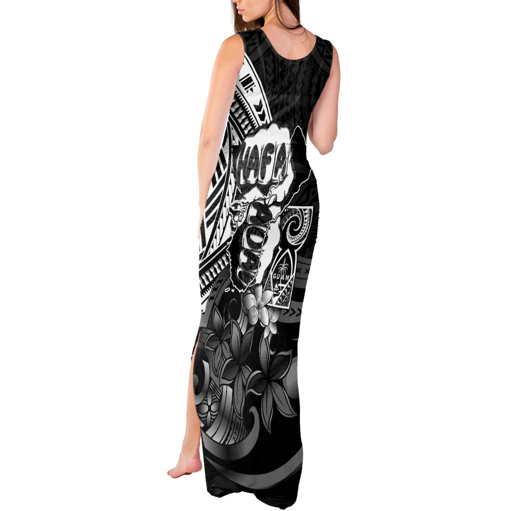 Hafa Adai Guam Discovery Day Tank Maxi Dress Chamorro Latte Stone Hand Black Version LT14 - Polynesian Pride