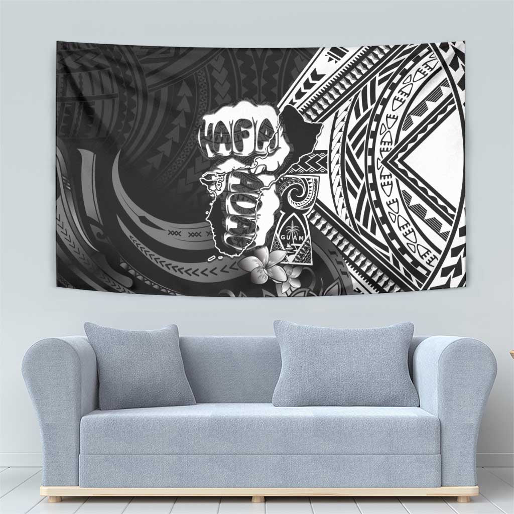 Hafa Adai Guam Discovery Day Tapestry Chamorro Latte Stone Hand Black Version