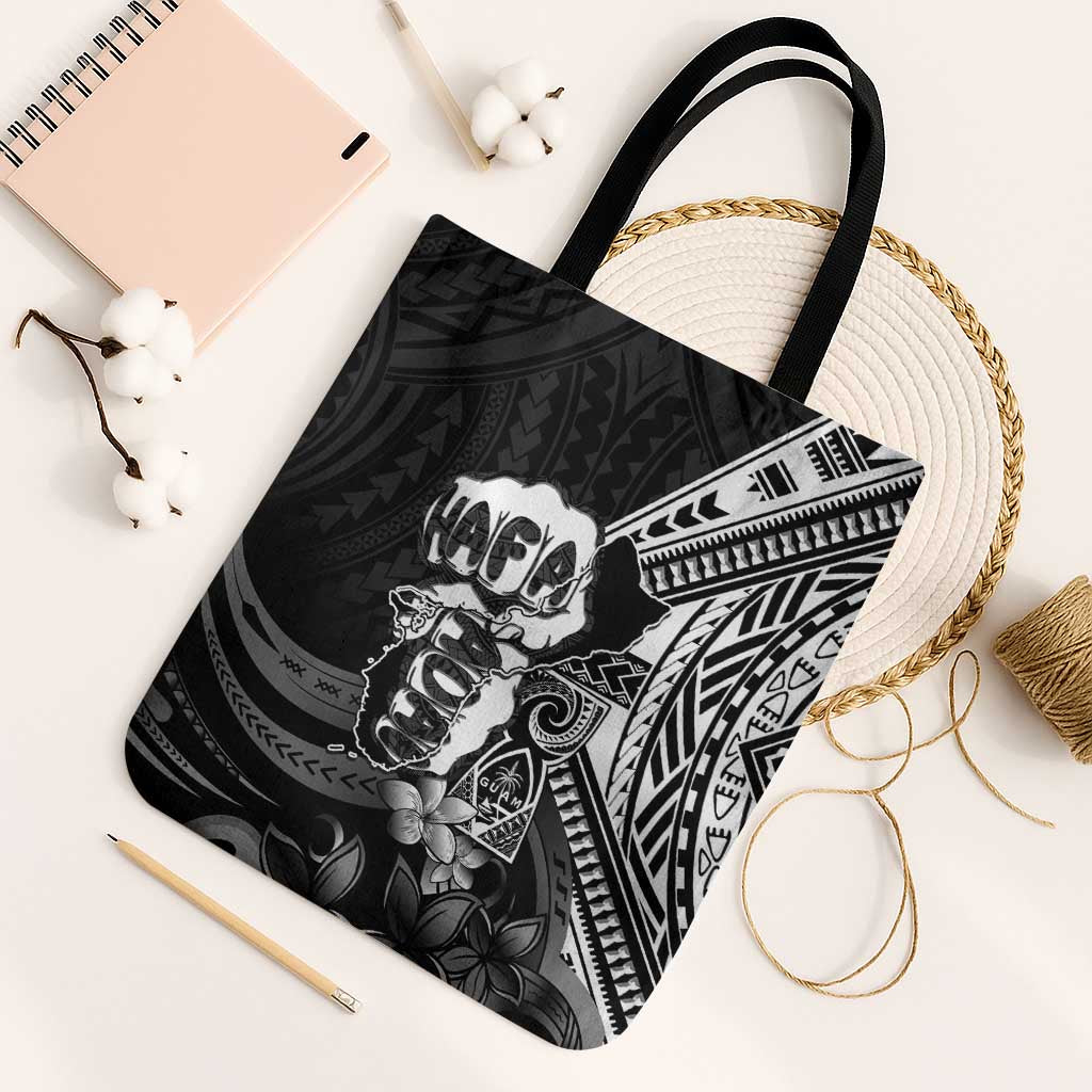 Hafa Adai Guam Discovery Day Tote Bag Chamorro Latte Stone Hand Black Version LT14 Black Strap One Size Black - Polynesian Pride