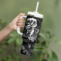 Hafa Adai Guam Discovery Day Tumbler With Handle Chamorro Latte Stone Hand Black Version LT14 - Polynesian Pride