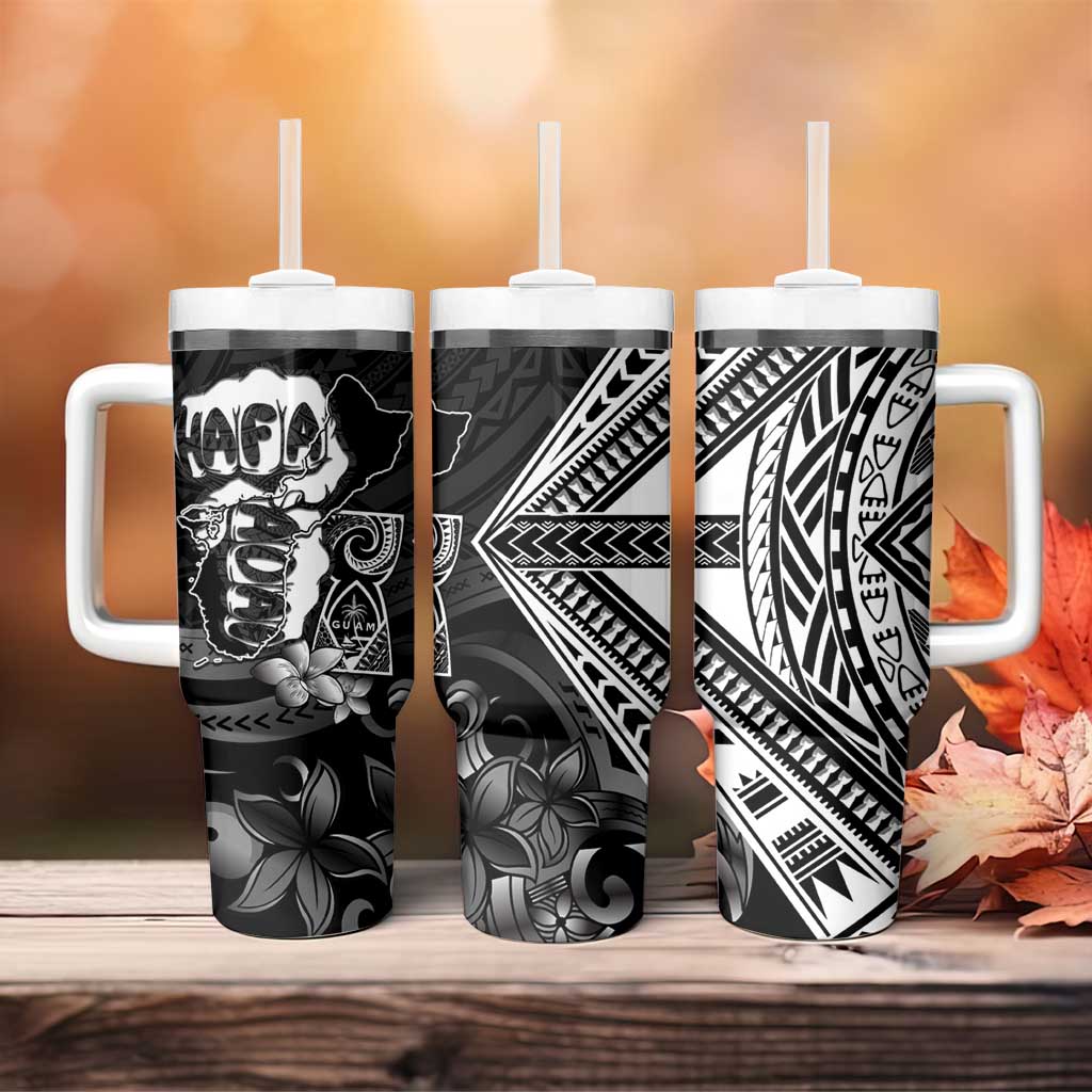 Hafa Adai Guam Discovery Day Tumbler With Handle Chamorro Latte Stone Hand Black Version LT14 - Polynesian Pride