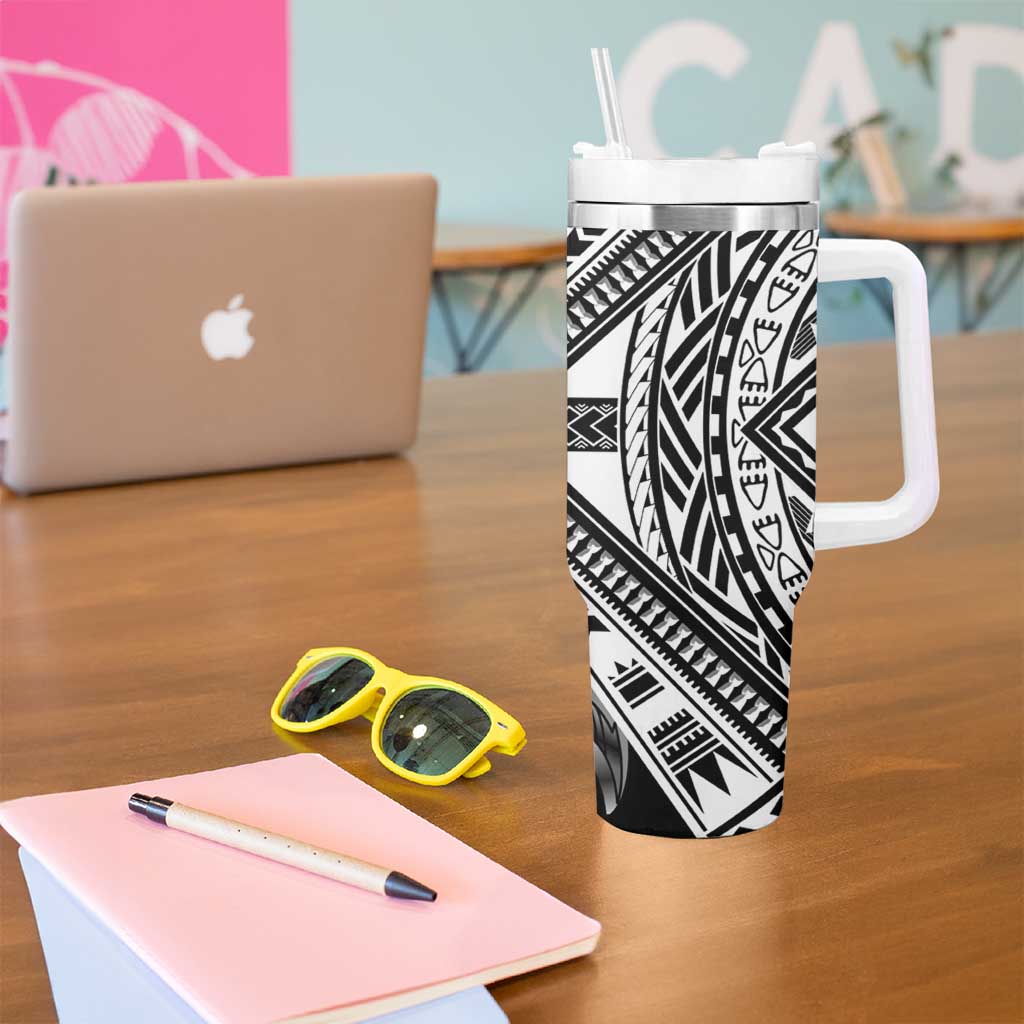 Hafa Adai Guam Discovery Day Tumbler With Handle Chamorro Latte Stone Hand Black Version LT14 - Polynesian Pride