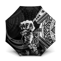 Hafa Adai Guam Discovery Day Umbrella Chamorro Latte Stone Hand Black Version LT14 One Size Folded 11.42 inch Opened Diameter 37.4 inch Black - Polynesian Pride