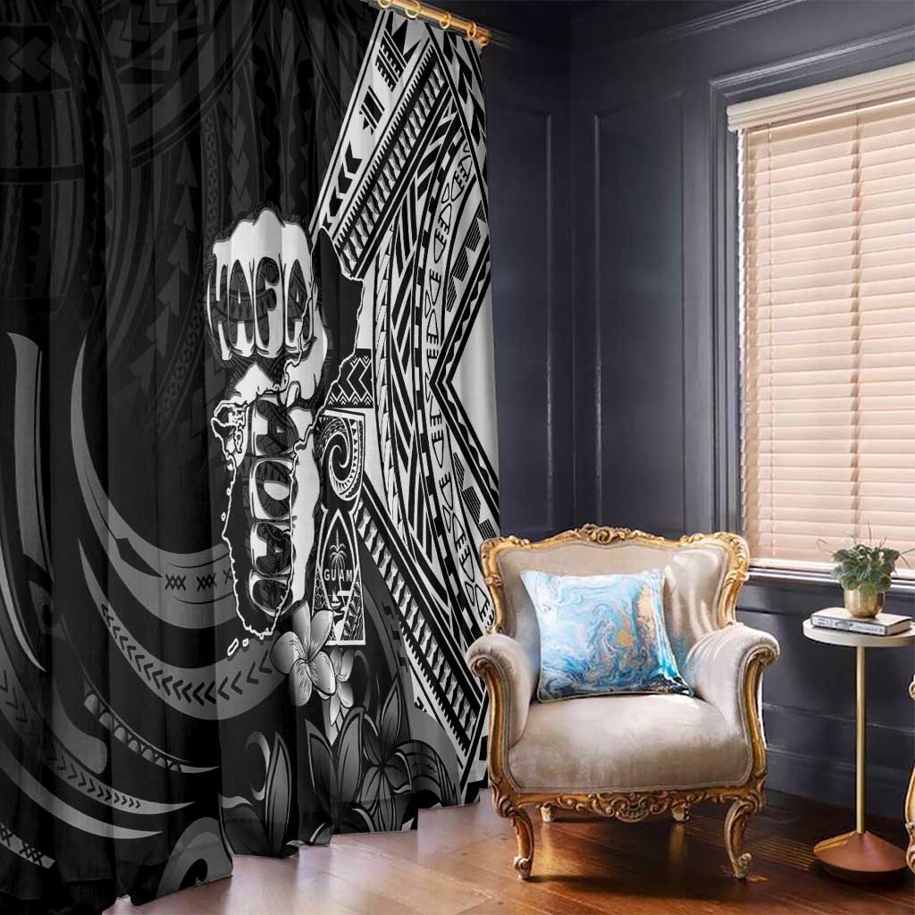 Hafa Adai Guam Discovery Day Window Curtain Chamorro Latte Stone Hand Black Version LT14 - Polynesian Pride