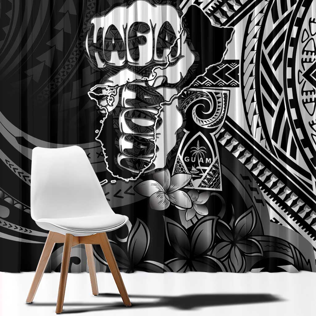 Hafa Adai Guam Discovery Day Window Curtain Chamorro Latte Stone Hand Black Version LT14 - Polynesian Pride