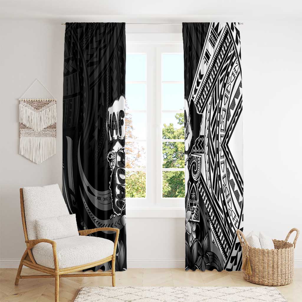 Hafa Adai Guam Discovery Day Window Curtain Chamorro Latte Stone Hand Black Version LT14 - Polynesian Pride