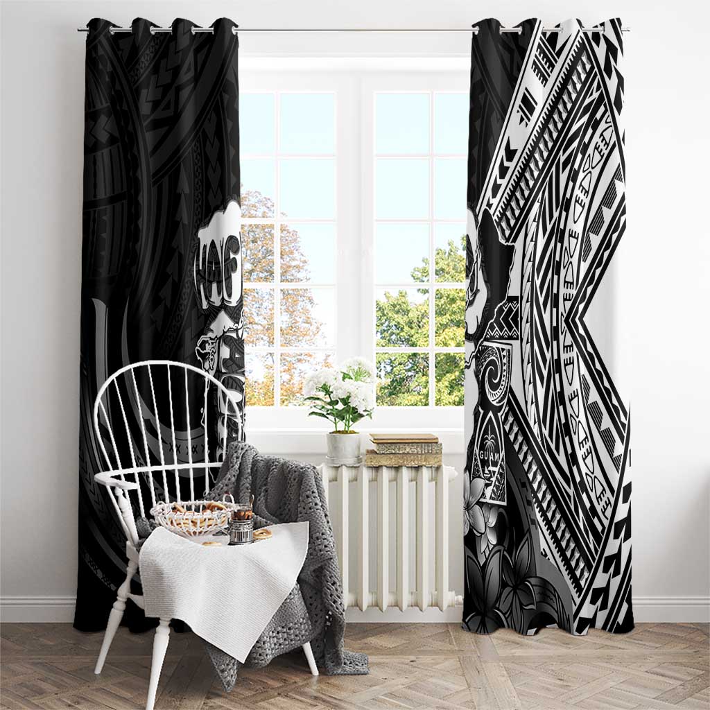 Hafa Adai Guam Discovery Day Window Curtain Chamorro Latte Stone Hand Black Version LT14 - Polynesian Pride