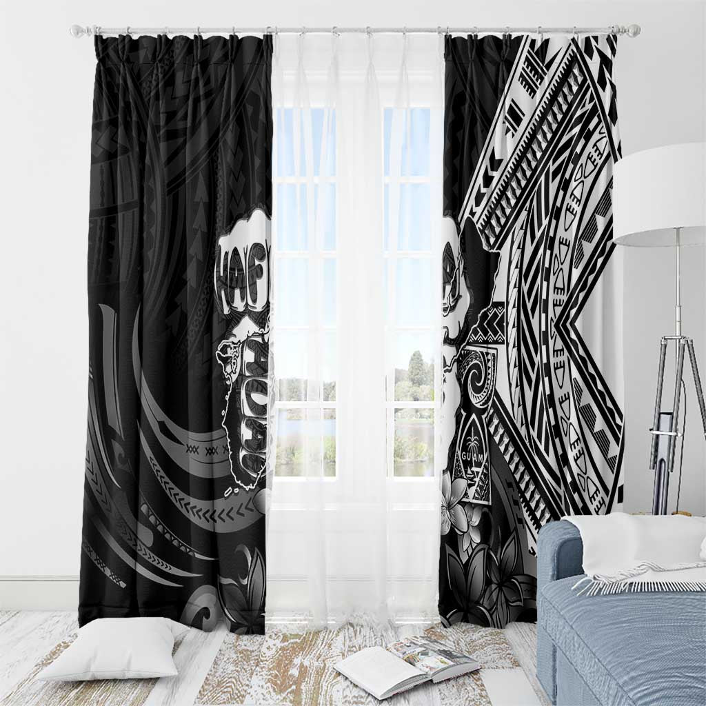 Hafa Adai Guam Discovery Day Window Curtain Chamorro Latte Stone Hand Black Version LT14 - Polynesian Pride