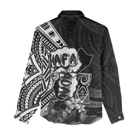 Hafa Adai Guam Discovery Day Women Casual Shirt Chamorro Latte Stone Hand Black Version LT14 - Polynesian Pride