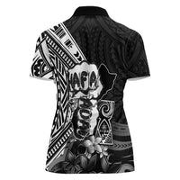 Hafa Adai Guam Discovery Day Women Polo Shirt Chamorro Latte Stone Hand Black Version LT14 - Polynesian Pride