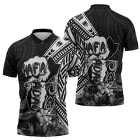 Hafa Adai Guam Discovery Day Zipper Polo Shirt Chamorro Latte Stone Hand Black Version LT14 - Polynesian Pride