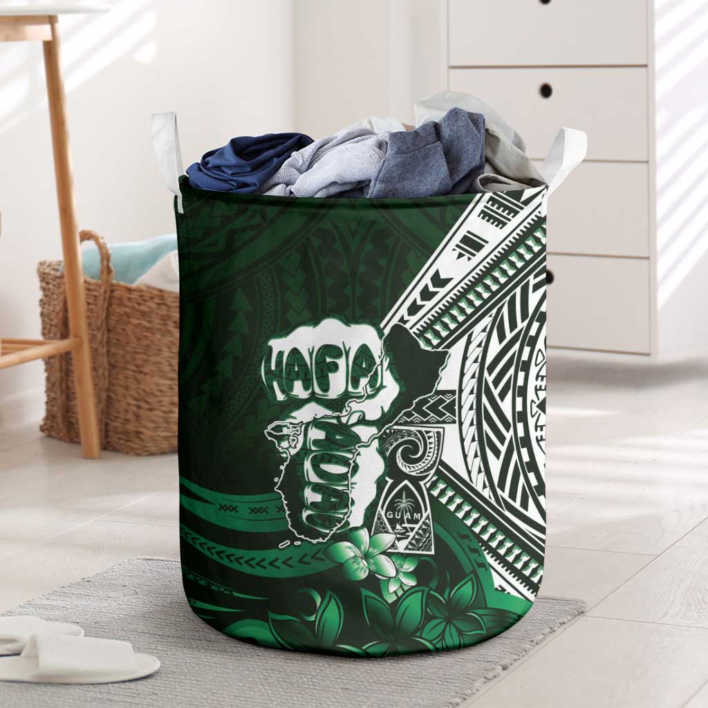 Hafa Adai Guam Discovery Day Laundry Basket Chamorro Latte Stone Hand Green Version LT14 Green - Polynesian Pride