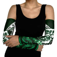 Hafa Adai Guam Discovery Day Arm Sleeves Chamorro Latte Stone Hand Green Version