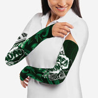 Hafa Adai Guam Discovery Day Arm Sleeves Chamorro Latte Stone Hand Green Version