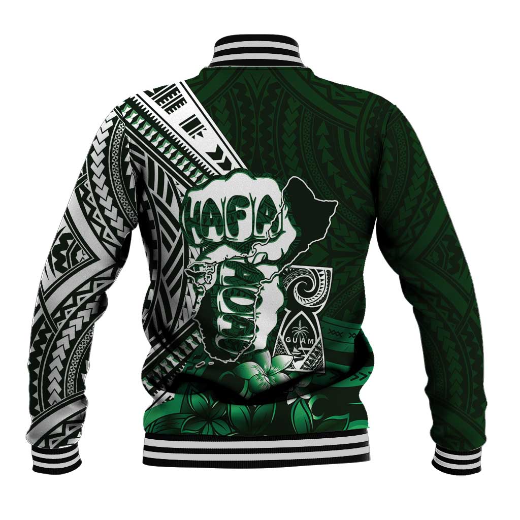 Hafa Adai Guam Discovery Day Baseball Jacket Chamorro Latte Stone Hand Green Version LT14 - Polynesian Pride