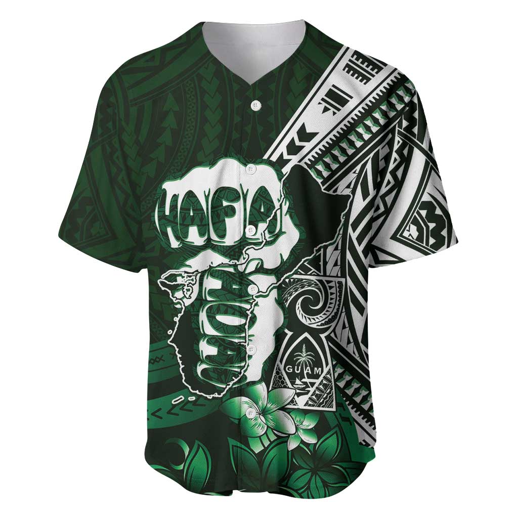 Hafa Adai Guam Discovery Day Baseball Jersey Chamorro Latte Stone Hand Green Version LT14 Green - Polynesian Pride