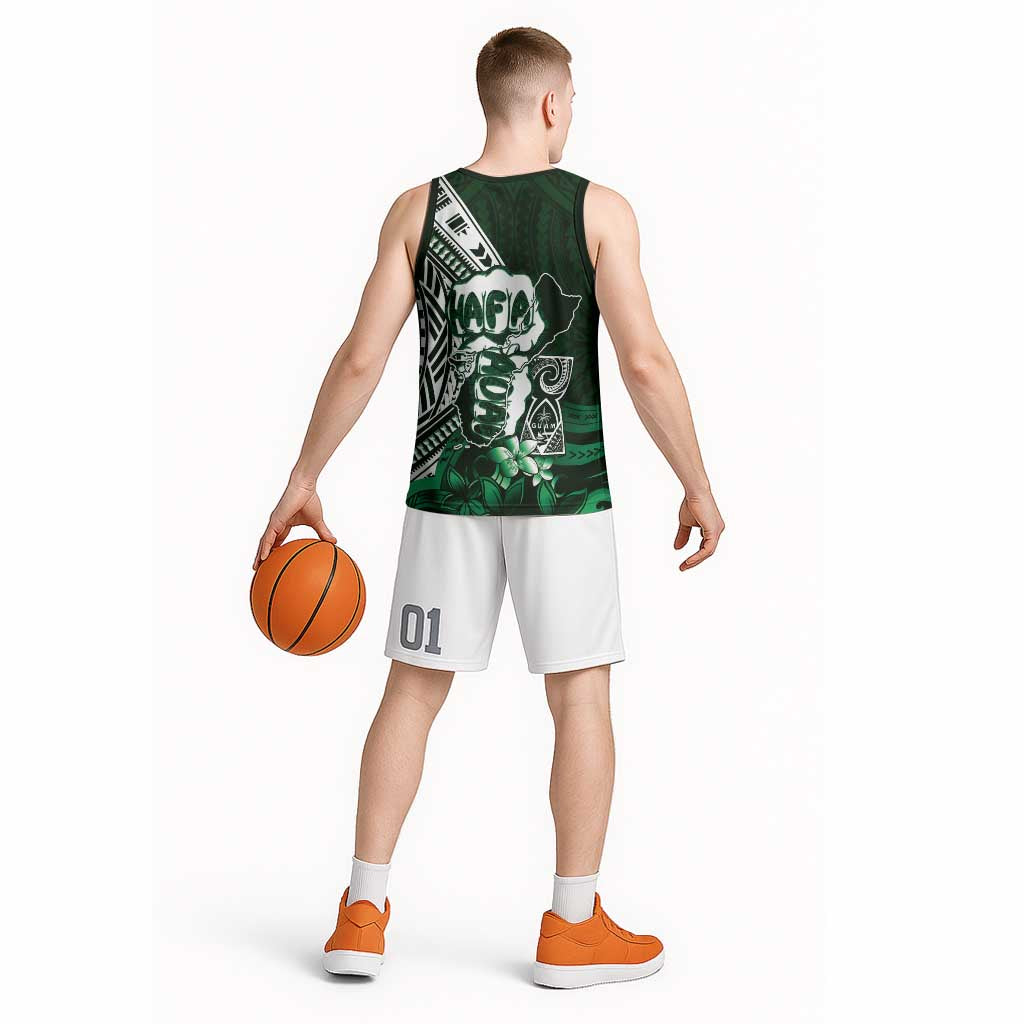 Hafa Adai Guam Discovery Day Basketball Jersey Chamorro Latte Stone Hand Green Version LT14 - Polynesian Pride