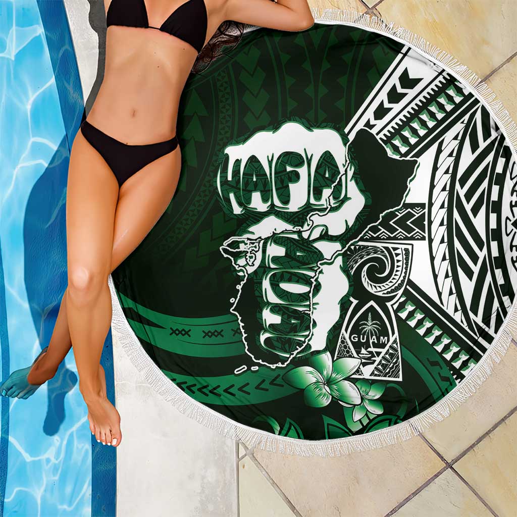 Hafa Adai Guam Discovery Day Beach Blanket Chamorro Latte Stone Hand Green Version LT14 - Polynesian Pride